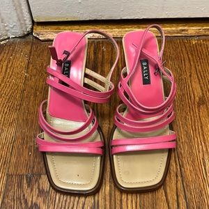 The cutest pink Bally strappy sandals. Size 7.